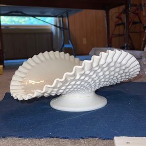 Fenton hobnail Vintage Milk glass Farmhouse banana bowl